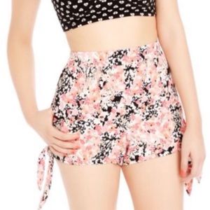 Bethany Mota high-rise floral side-tie shorts